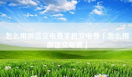 怎么用微信交电费手机交电费「怎么用微信交电费」