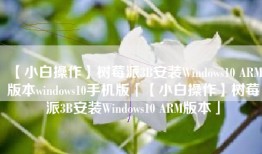 【小白操作】树莓派3B安装Windows10 ARM版本windows10手机版「【小白操作】树莓派3B安装Windows10 ARM版本」