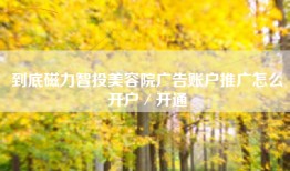 到底磁力智投美容院广告账户推广怎么开户／开通