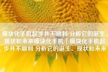 模块化手机起步并不顺利 分析它的诞生、现状和未来模块化手机「模块化手机起步并不顺利 分析它的诞生、现状和未来」